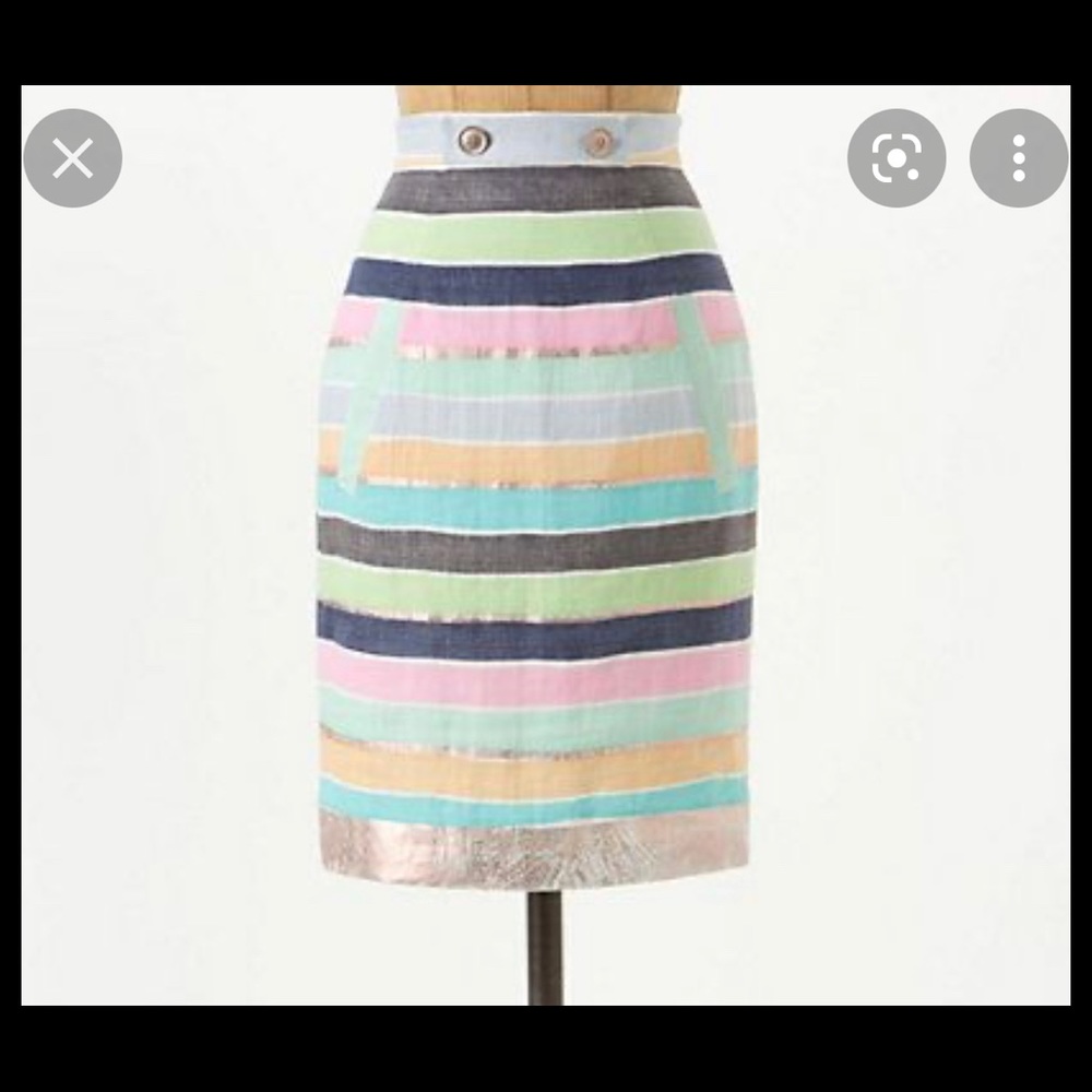 Tracy Reese 100% Linen Pencil Striped Skirt Size 6 Multicolored